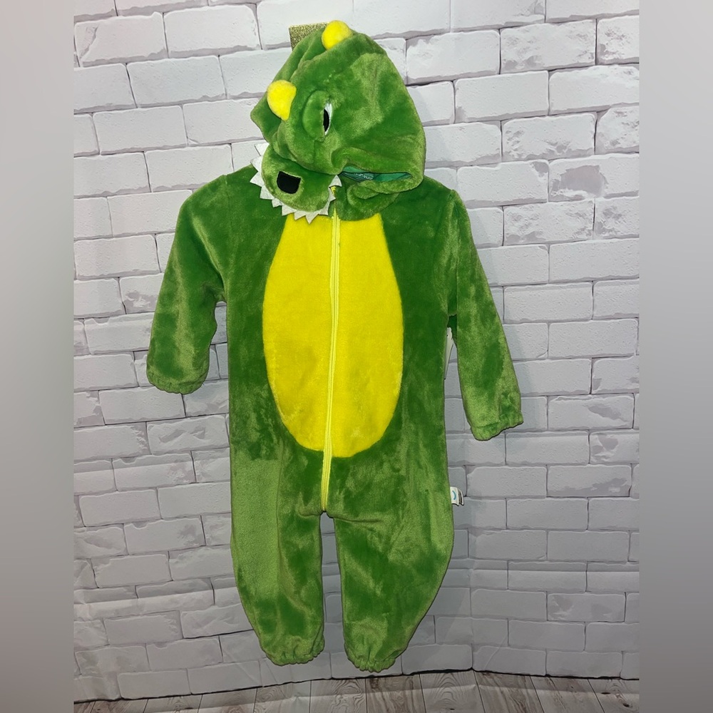 Dragon Dress Up Costume Children Kids 3-4 Years Old Green Yellow Full Zip